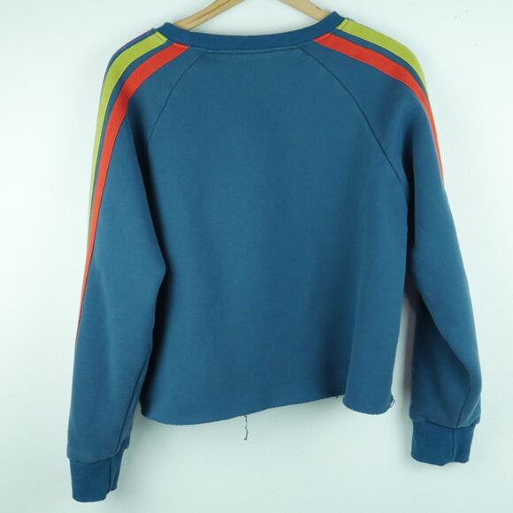Natural Life Medium Sweatshirt Crewneck Raglan Stripe Crop Boho Hippy Relaxed - Picture 7 of 7